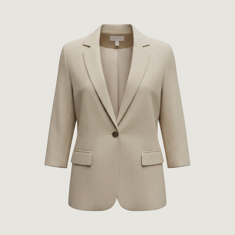 A New Day Tan Linen Blend Two Button Blazer Jacket XXL Neutral Business Casual